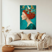 Dromerig vrouw kunstwerk