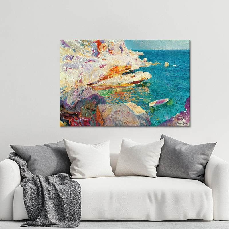 Rocks at javea the white boat - Joaquín Sorolla