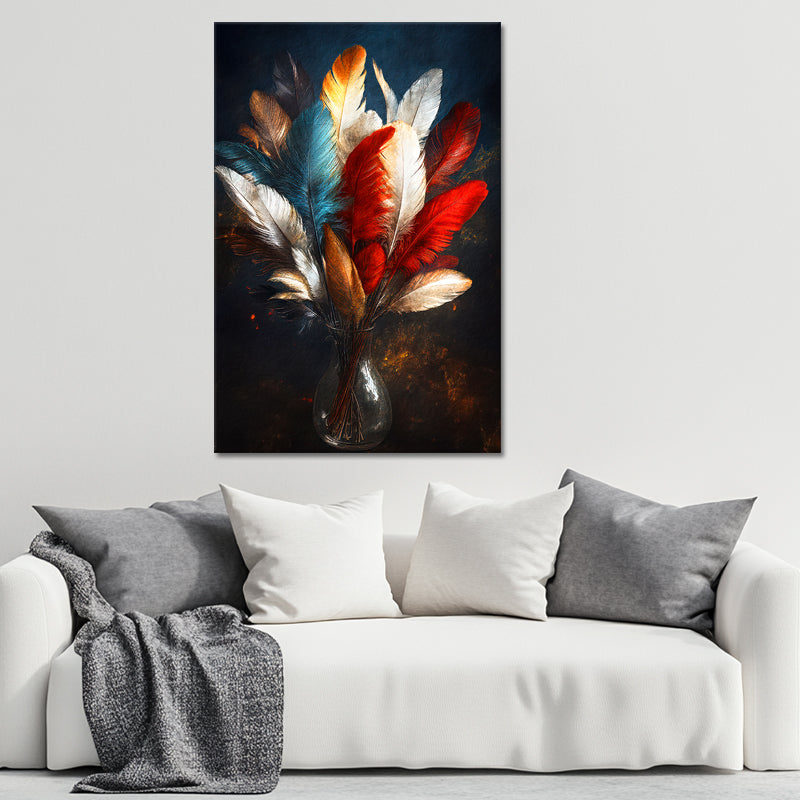 Schikking van veren in kleur