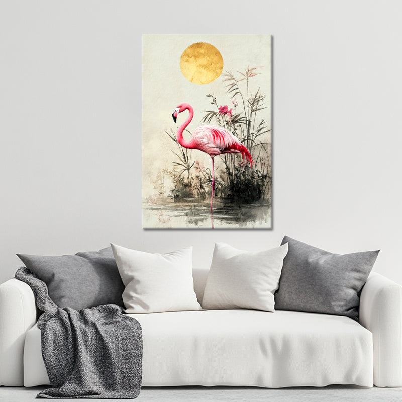 Een roze flamingo