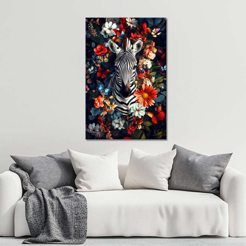 Zebra mit Blumen