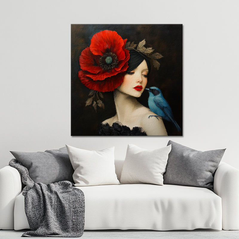 Dame - Klatschmohn - Vogel