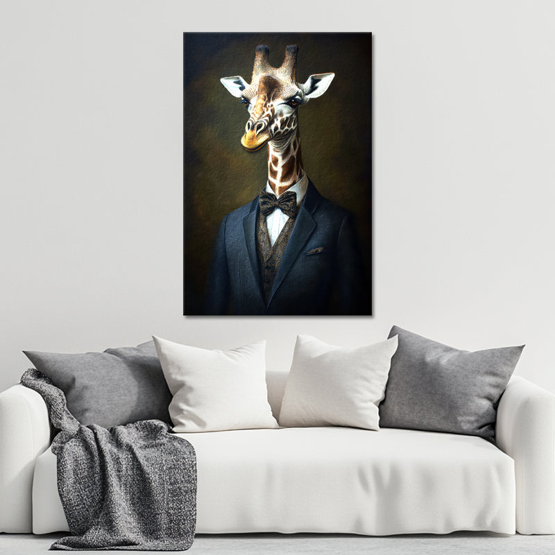 Giraffe in een pak