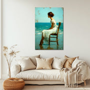 Meisje in Witte Jurk op Strand