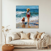 Mädchen mit Hund am Strand II