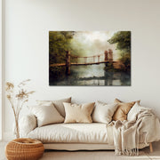 Rustikale Seilbrücke Fluss