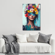 Frau mit Blumen im Haar