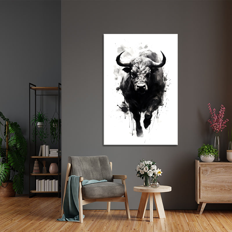 Stier in Schwarz-Weiß