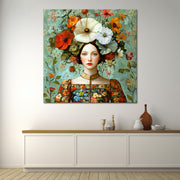Vrouw met vintage bloemen