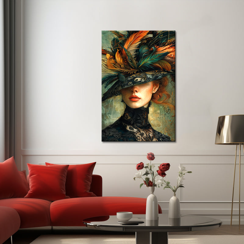 Vrouw met Hoed schilderij
