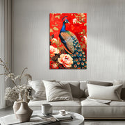 Pfau in Rot