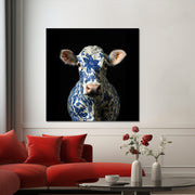 Koe in delfts blauw schilderij