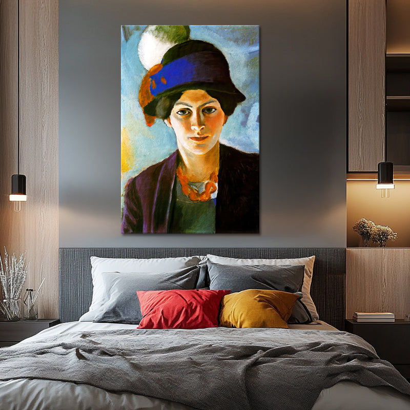 Portrait de la femme de l'artiste avec un chapeau - August Macke